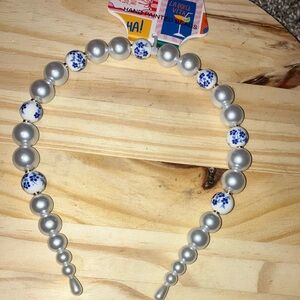 Piper K Pearl and Floral Hand Painted Beaded Headband New